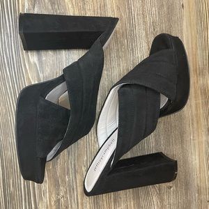 Jeffrey Campbell black suede slip on heels Size9